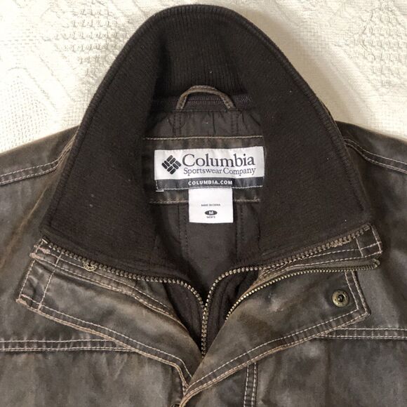 Columbia Men's Bomber Faux Leather Lined Jacket / Coat Size Medium Brown - Picture 4 of 16